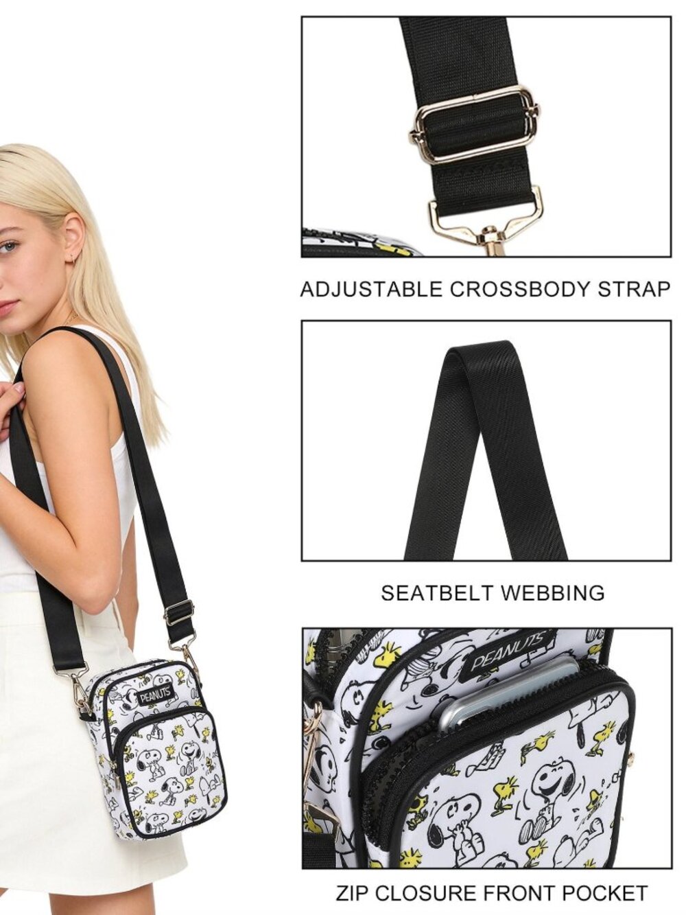 Peanuts Snoopy and Woodstock Messenger Purse - Picture 6 of 8